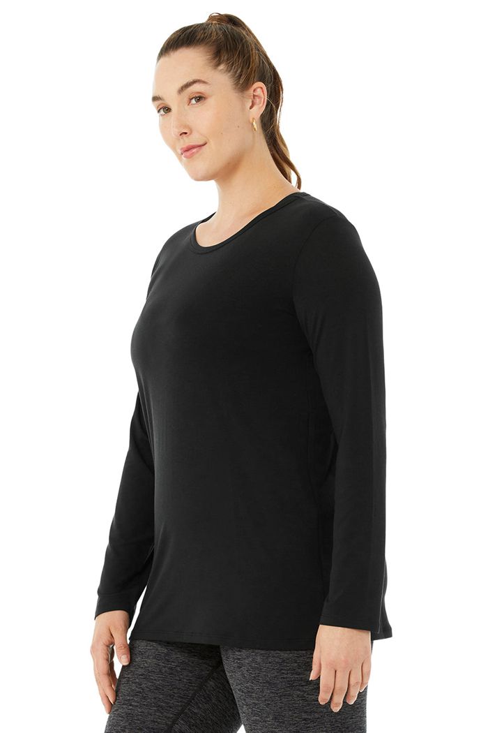 Long Sleeve Alo Yoga Motion Damskie Czarne | JUZBX2840