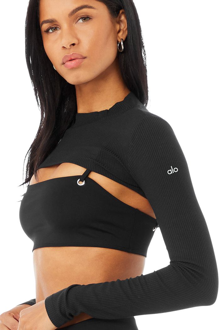 Long Sleeve Alo Yoga Thrill Seeker Damskie Czarne | RCIEY5271