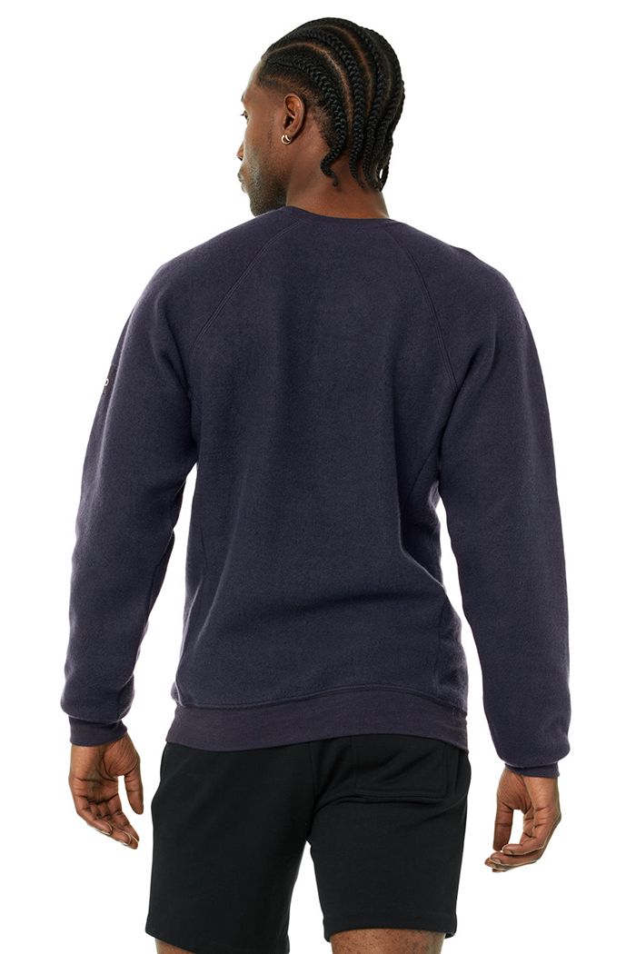 Long Sleeve Alo Yoga Triumph Crew Neck Sweatshirt Męskie Czarne | FLKWG5081