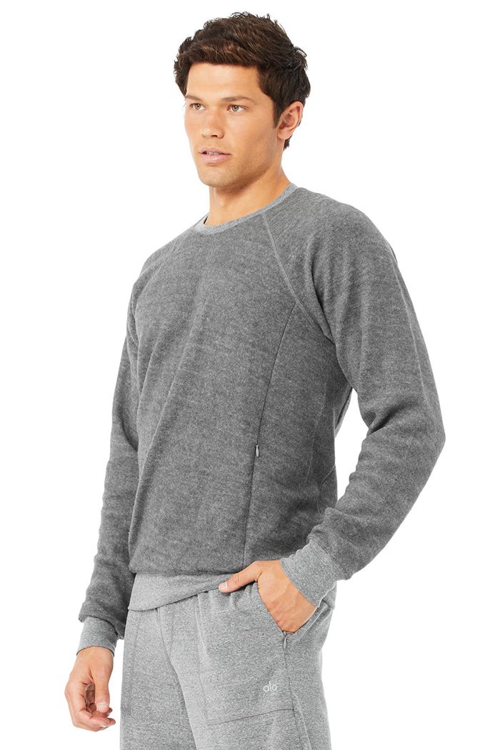 Long Sleeve Alo Yoga Triumph Crew Neck Sweatshirt Męskie Szare | ISKQL3547