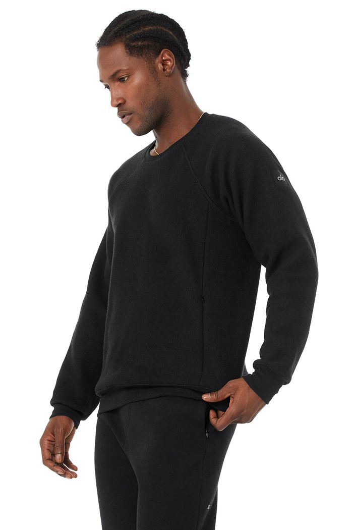 Long Sleeve Alo Yoga Triumph Crew Neck Sweatshirt Męskie Czarne | QUJZA8204