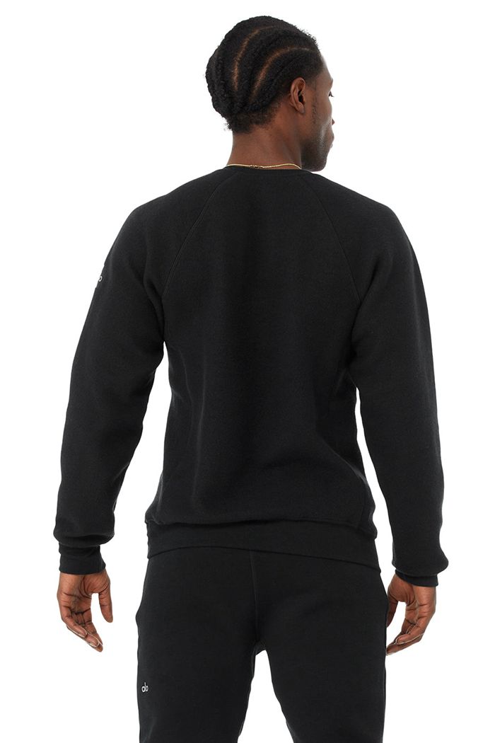 Long Sleeve Alo Yoga Triumph Crew Neck Sweatshirt Męskie Czarne | QUJZA8204