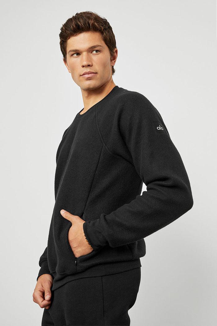 Long Sleeve Alo Yoga Triumph Crew Neck Sweatshirt Męskie Czarne | QUJZA8204