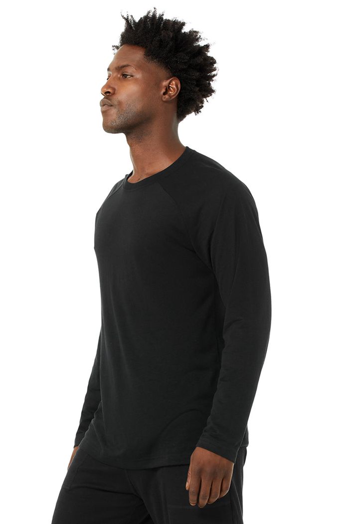 Long Sleeve Alo Yoga Triumph Tee Męskie Czarne | HVTEN2350