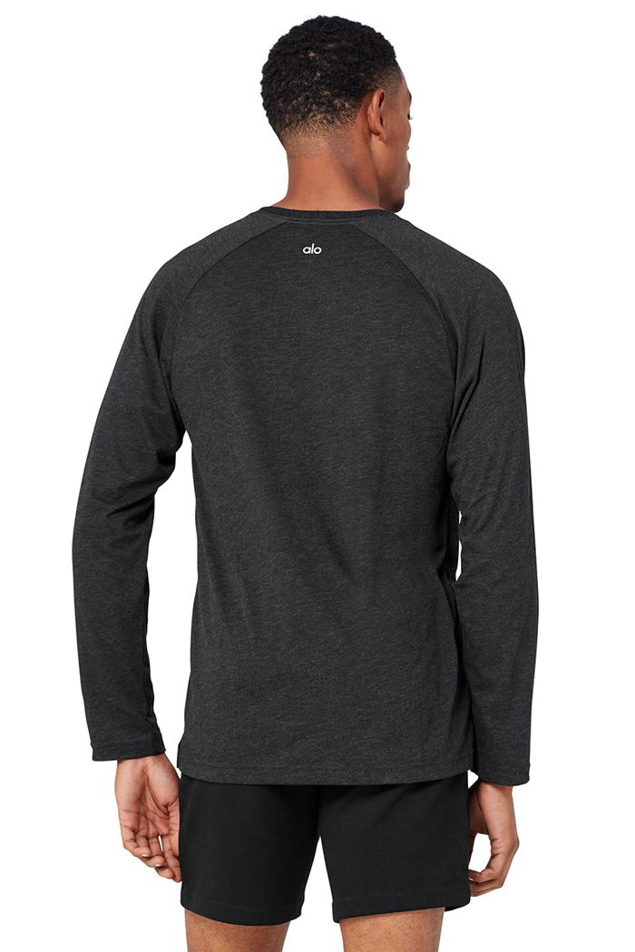 Long Sleeve Alo Yoga Triumph Tee Męskie Czarne | SZMEO3659