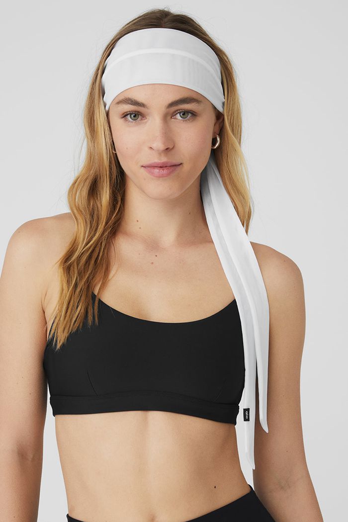 Opaski Alo Yoga Fresh Mesh Tie Damskie Białe | JVKBA7186