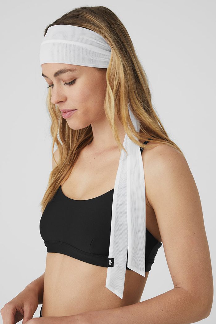 Opaski Alo Yoga Fresh Mesh Tie Damskie Białe | JVKBA7186