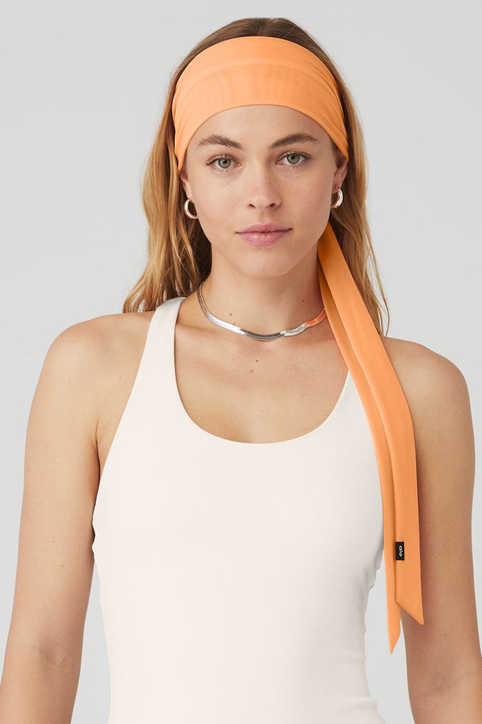 Opaski Alo Yoga Fresh Mesh Tie Damskie Pomarańczowe | QLTED7184