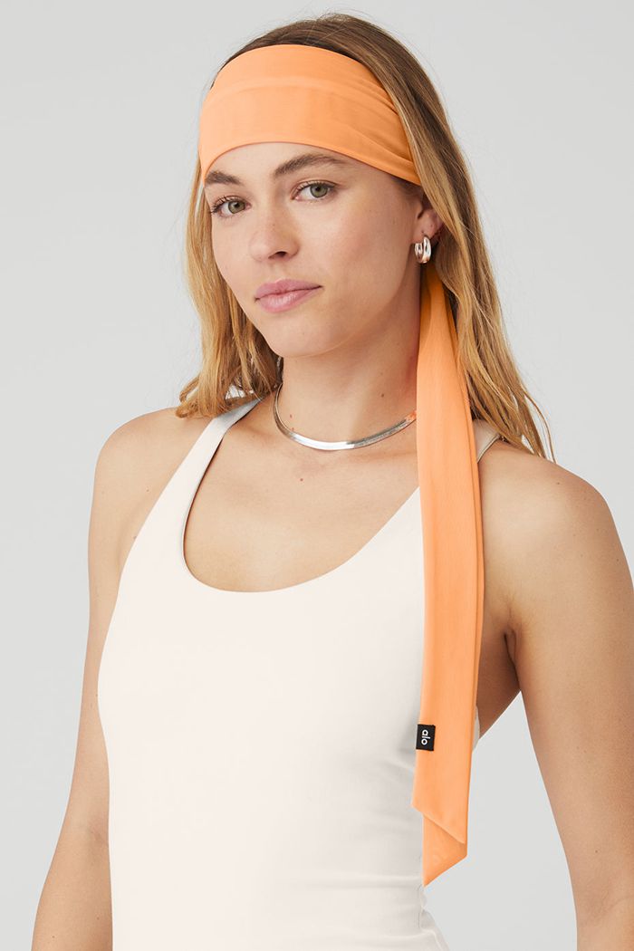 Opaski Alo Yoga Fresh Mesh Tie Damskie Pomarańczowe | QLTED7184