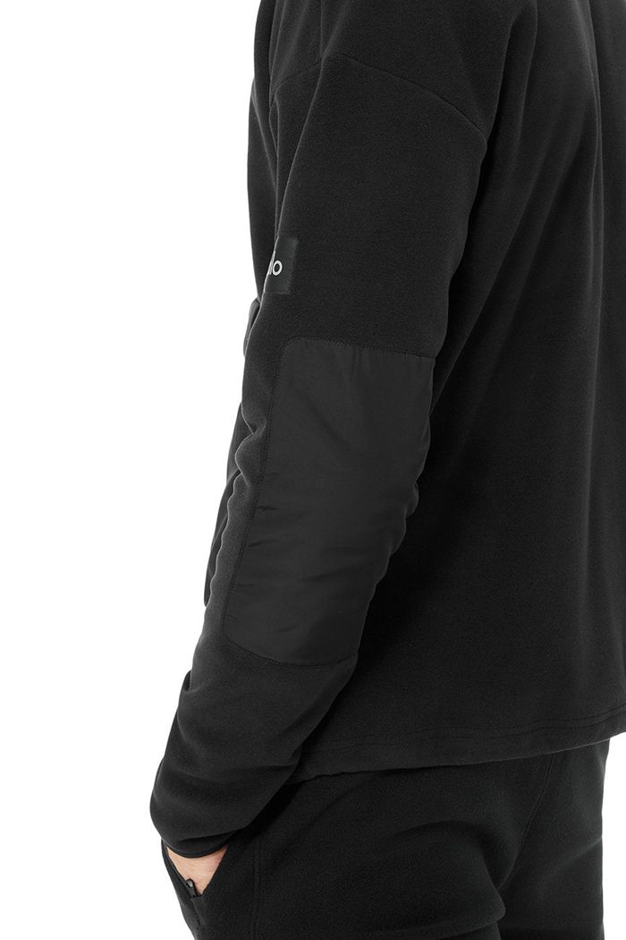 Pulowery Alo Yoga 1/2 Zip Mammoth Polar Męskie Czarne | WYBAS6408