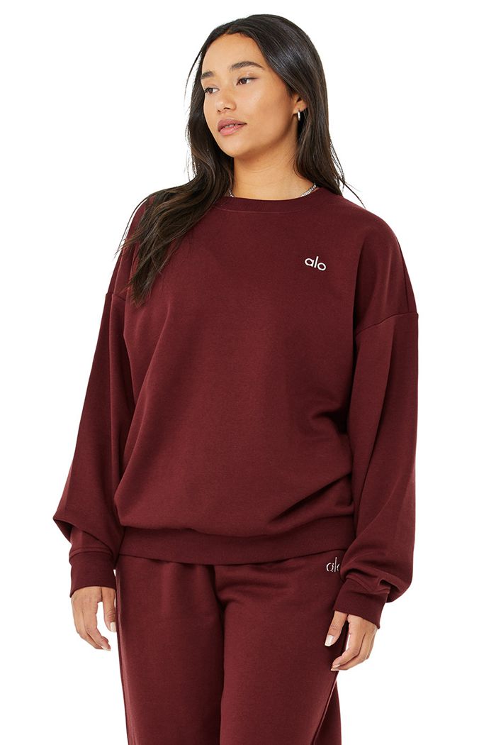 Pulowery Alo Yoga Accolade Crew Neck Damskie Czerwone | DKYSX0149