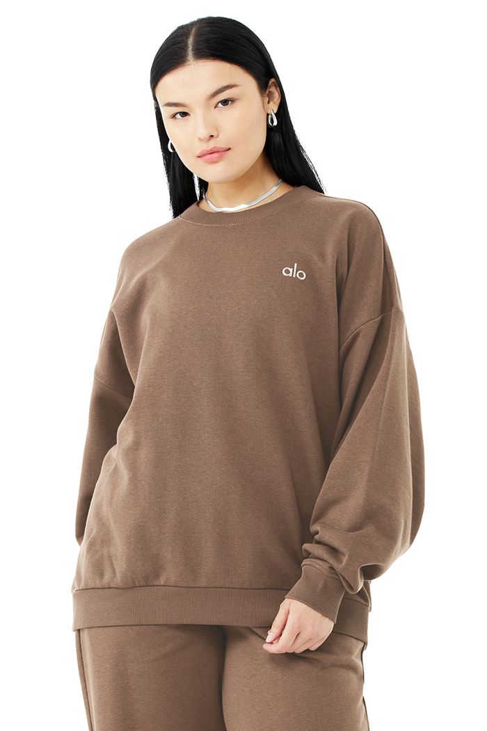 Pulowery Alo Yoga Accolade Crew Neck Damskie Brązowe | LAHXW3951