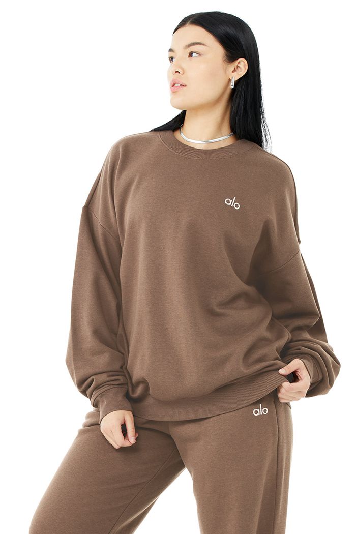 Pulowery Alo Yoga Accolade Crew Neck Damskie Brązowe | LAHXW3951