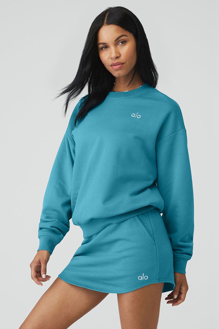 Pulowery Alo Yoga Accolade Crew Neck Damskie Niebieskie | OQVJG4637