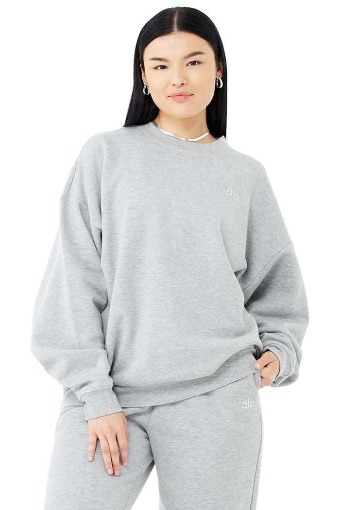 Pulowery Alo Yoga Accolade Crew Neck Damskie Szare | YLPZH1374