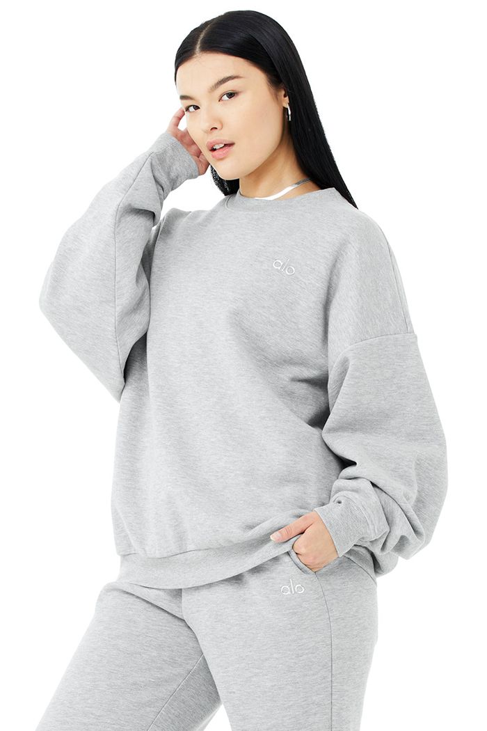 Pulowery Alo Yoga Accolade Crew Neck Damskie Szare | YLPZH1374