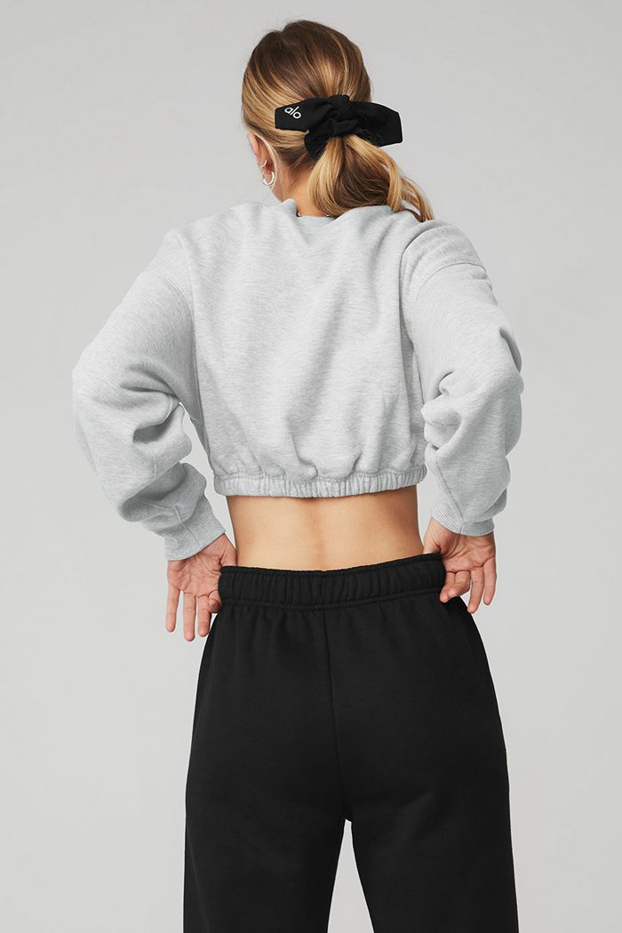 Pulowery Alo Yoga Devotion Crew Neck Damskie Szare | GOVFE3904