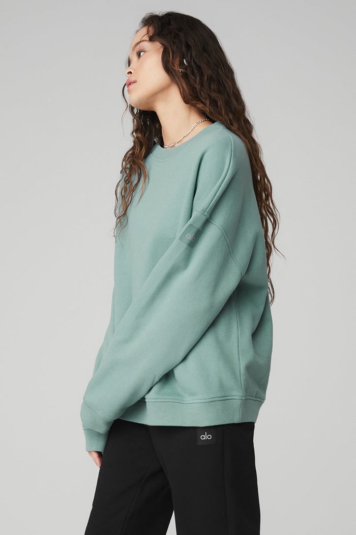 Pulowery Alo Yoga Renown Crew Neck Damskie Niebieskie | HYUTP4302