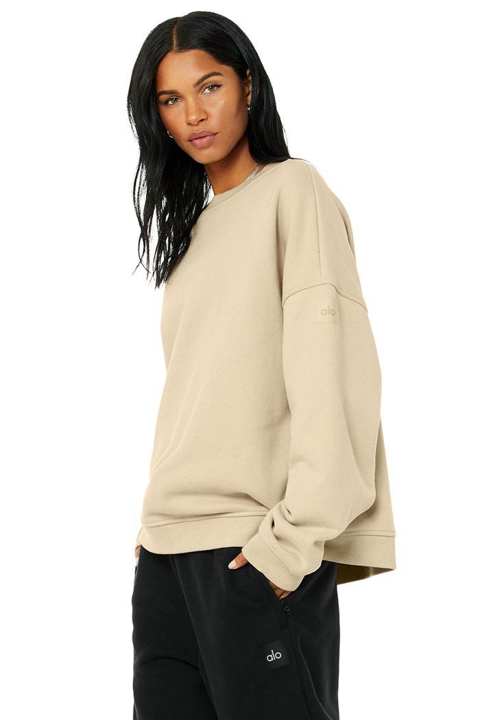 Pulowery Alo Yoga Renown Crew Neck Damskie Brązowe | SDOXP0425