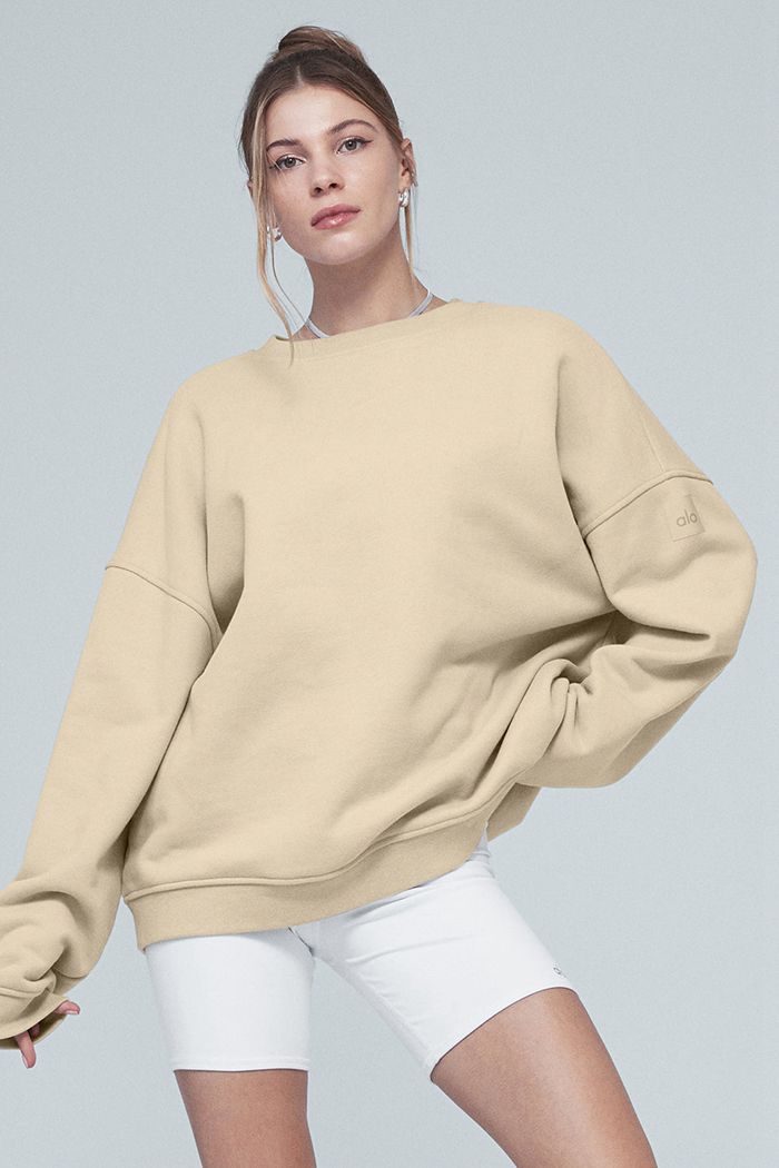 Pulowery Alo Yoga Renown Crew Neck Damskie Brązowe | SDOXP0425