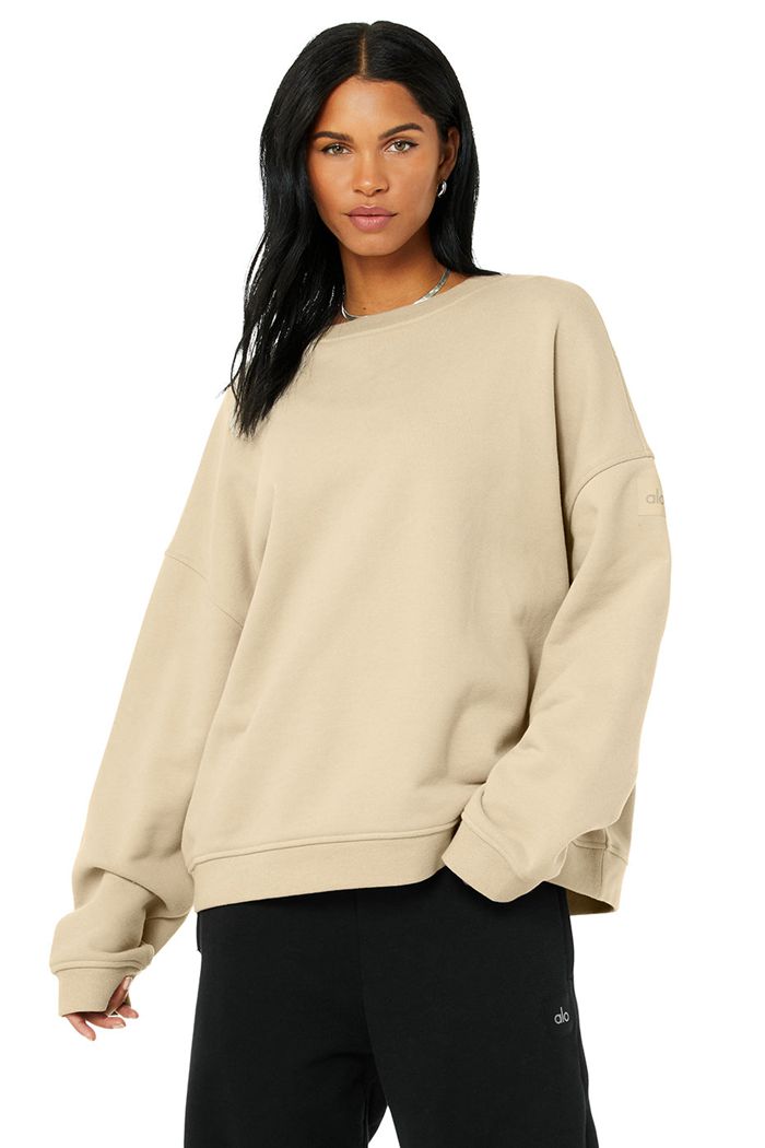 Pulowery Alo Yoga Renown Crew Neck Damskie Brązowe | SDOXP0425