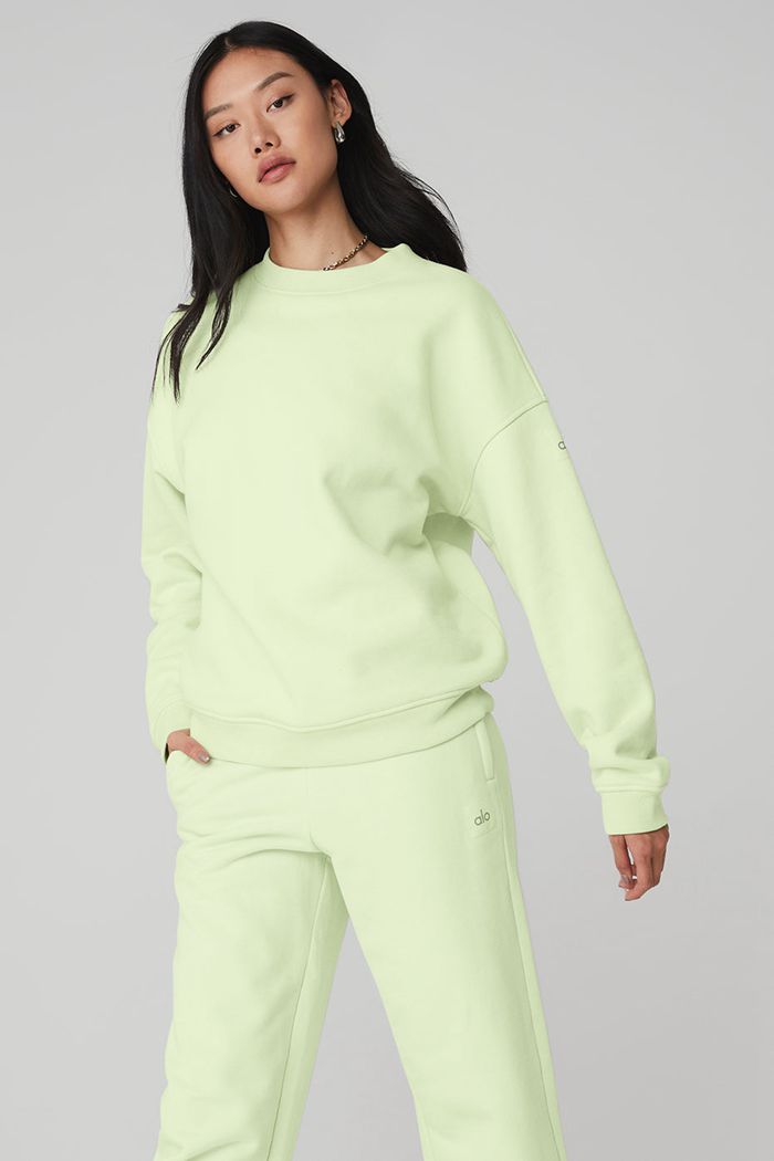 Pulowery Alo Yoga Renown Crew Neck Damskie Zielone | YFANG7609