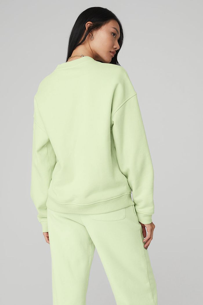 Pulowery Alo Yoga Renown Crew Neck Damskie Zielone | YFANG7609