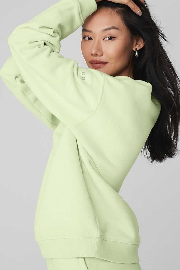 Pulowery Alo Yoga Renown Crew Neck Damskie Zielone | YFANG7609