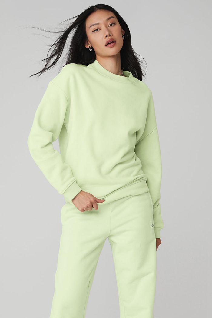 Pulowery Alo Yoga Renown Crew Neck Damskie Zielone | YFANG7609