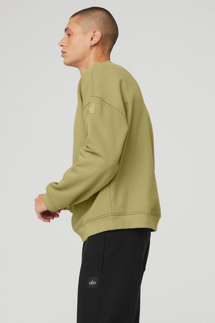 Pulowery Alo Yoga Renown Crew Neck Męskie Zielone | QORZS9106