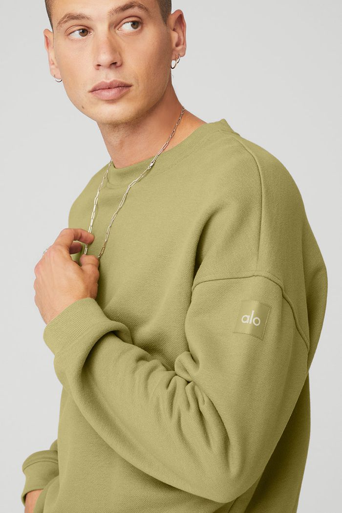 Pulowery Alo Yoga Renown Crew Neck Męskie Zielone | QORZS9106