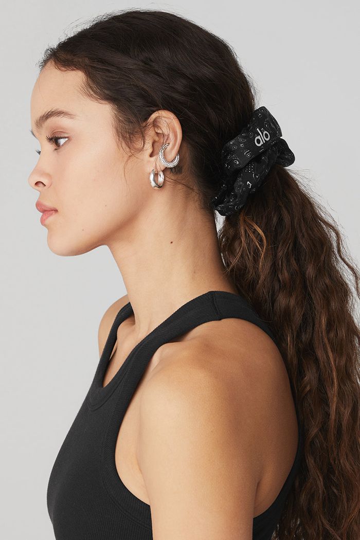 Scrunchie Alo Yoga Bandana Oversized Damskie Czarne | TDBZK8294