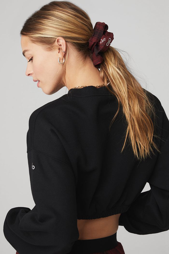 Scrunchie Alo Yoga Legacy Plaid Oversized Damskie Czarne | UKDBR3012