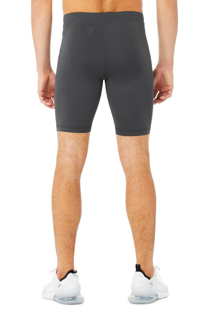 Short Alo Yoga 9 Warrior Compression Męskie Szare | AQJSM4769