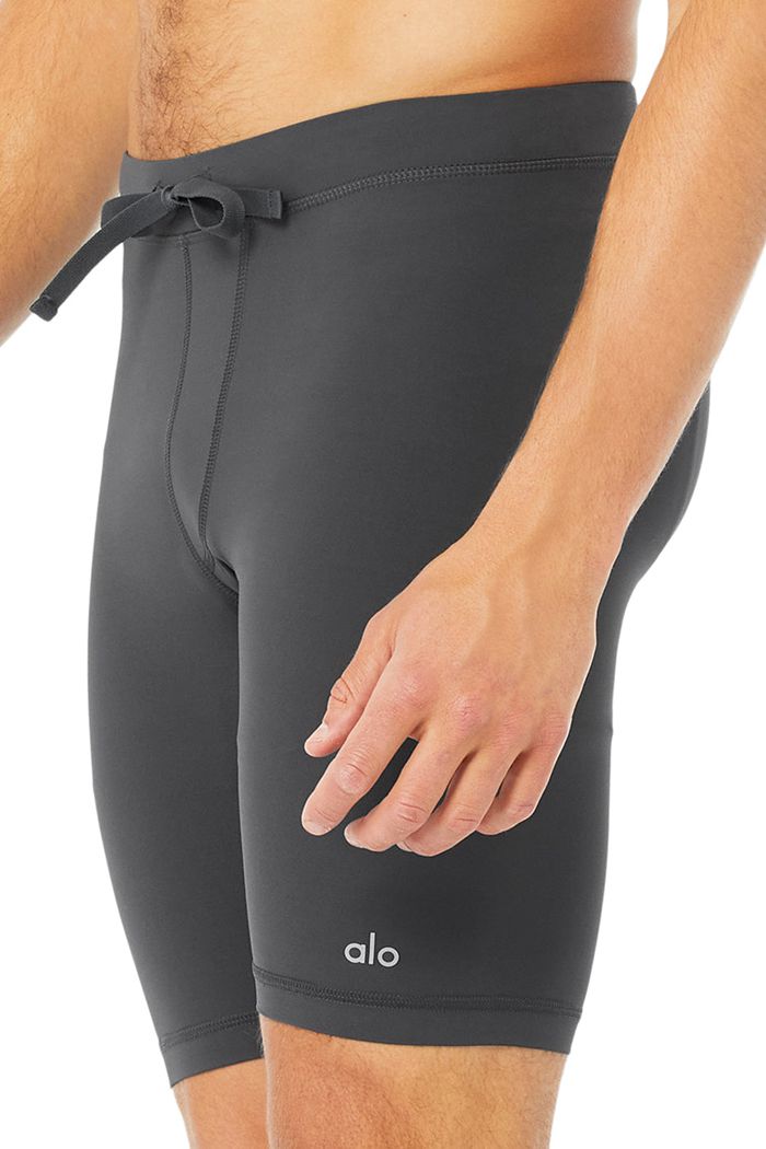 Short Alo Yoga 9 Warrior Compression Męskie Szare | AQJSM4769