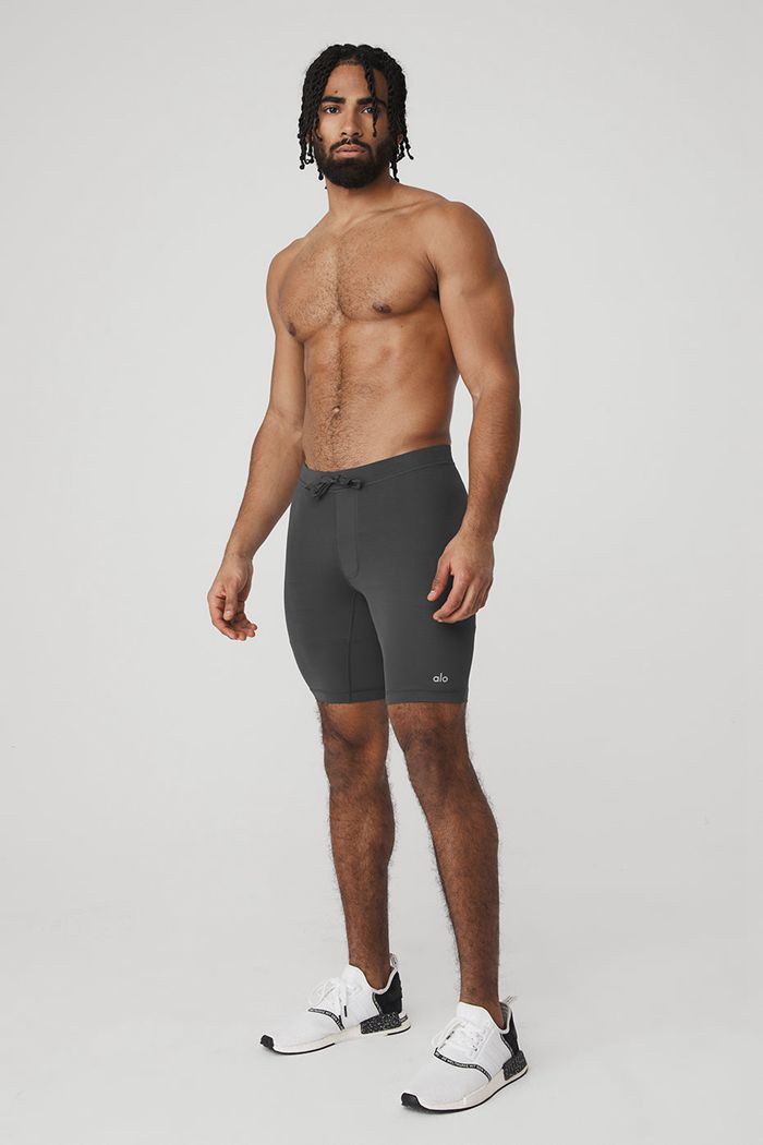 Short Alo Yoga 9 Warrior Compression Męskie Szare | AQJSM4769