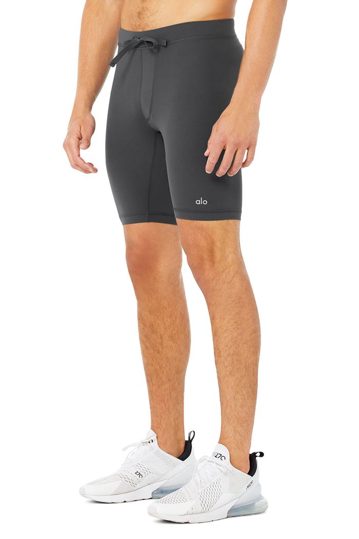 Short Alo Yoga 9 Warrior Compression Męskie Szare | AQJSM4769