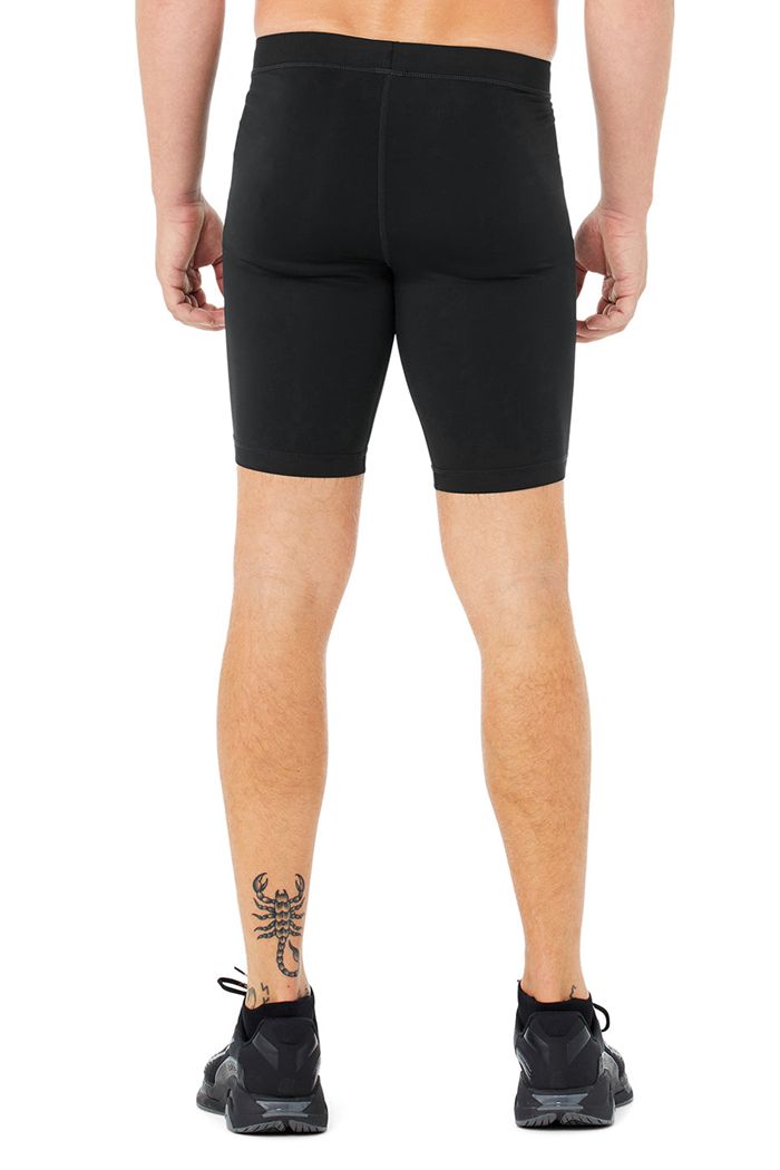 Short Alo Yoga 9 Warrior Compression Męskie Czarne | OZQBN9270