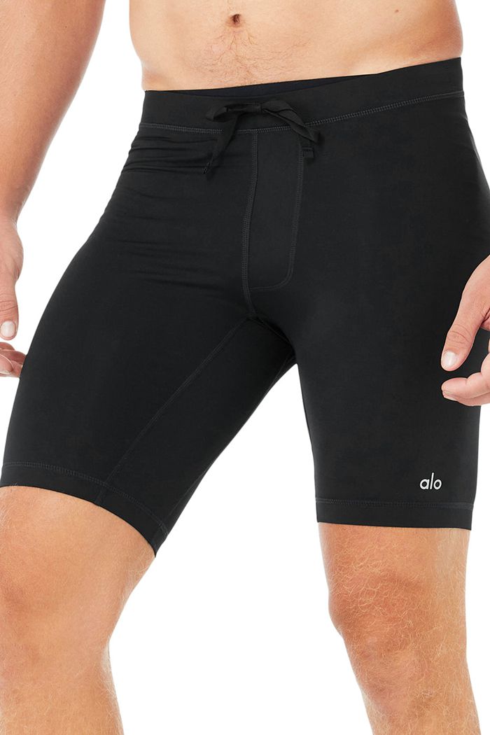 Short Alo Yoga 9 Warrior Compression Męskie Czarne | OZQBN9270