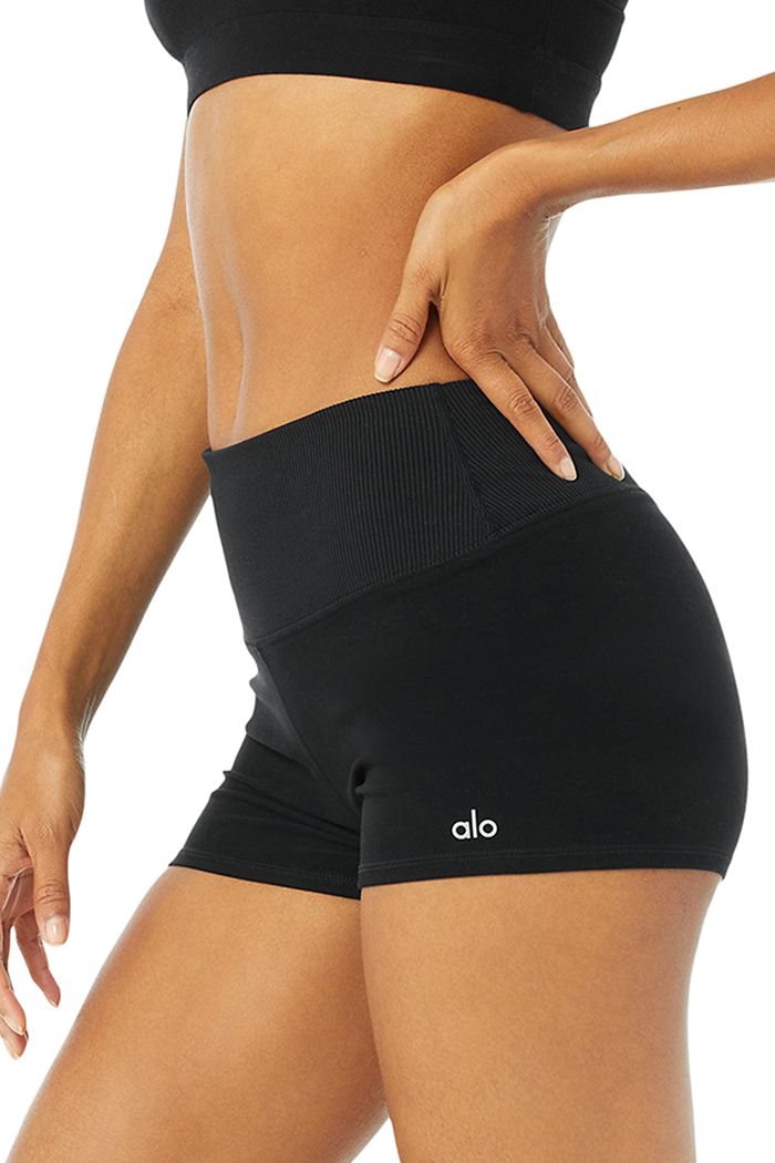 Short Alo Yoga Alosoft Aura Damskie Czarne | CRPTG8749