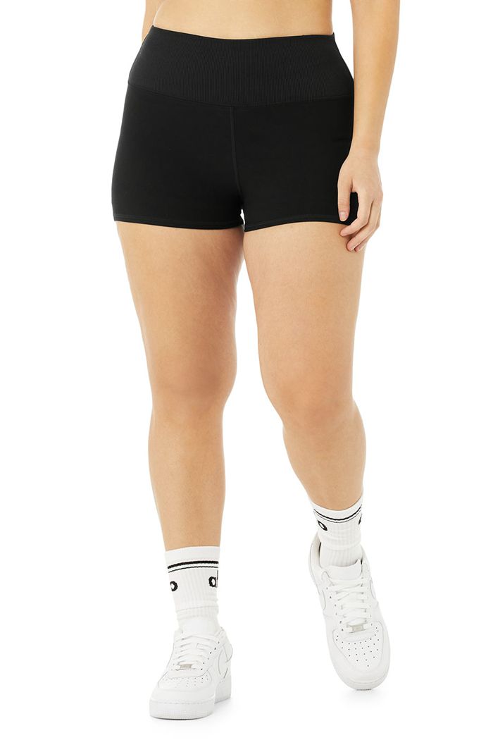 Short Alo Yoga Alosoft Aura Damskie Czarne | CRPTG8749