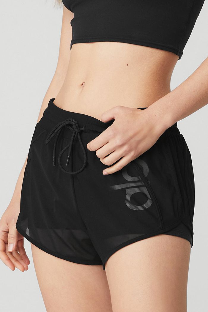 Short Alo Yoga Ambience Damskie Czarne | WHBQG0764