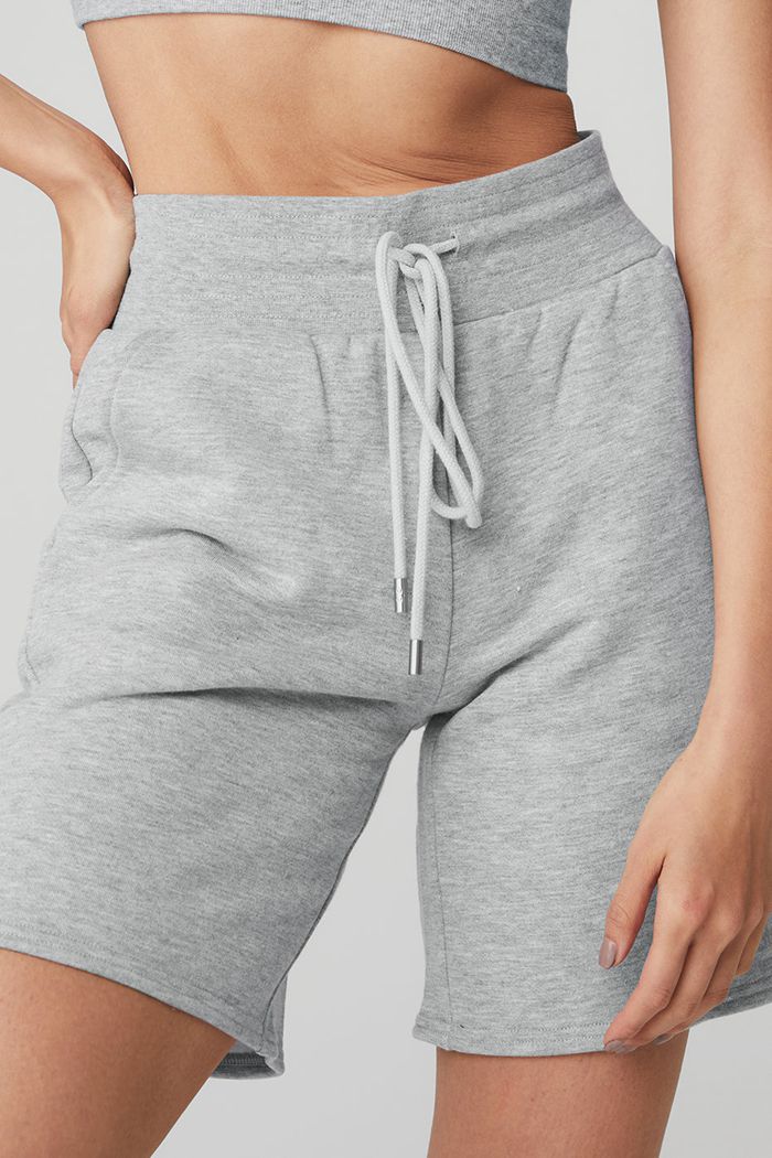 Short Alo Yoga High-Stanem Easy Sweat Damskie Szare | DPLYE9672