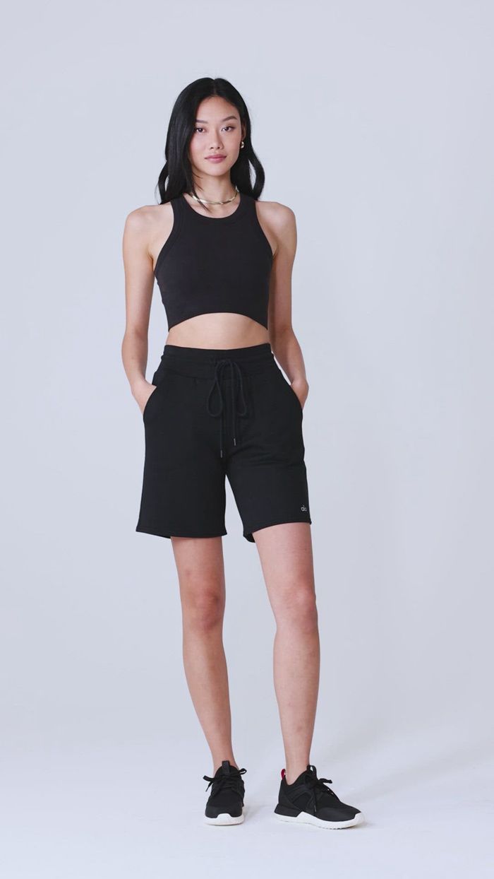 Short Alo Yoga High-Stanem Easy Sweat Damskie Szare | DPLYE9672