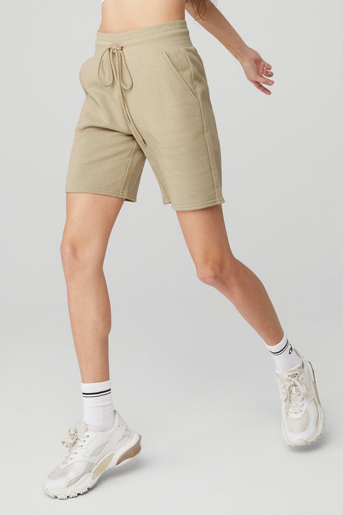 Short Alo Yoga High-Stanem Easy Sweat Damskie Brązowe | GVDHY9078