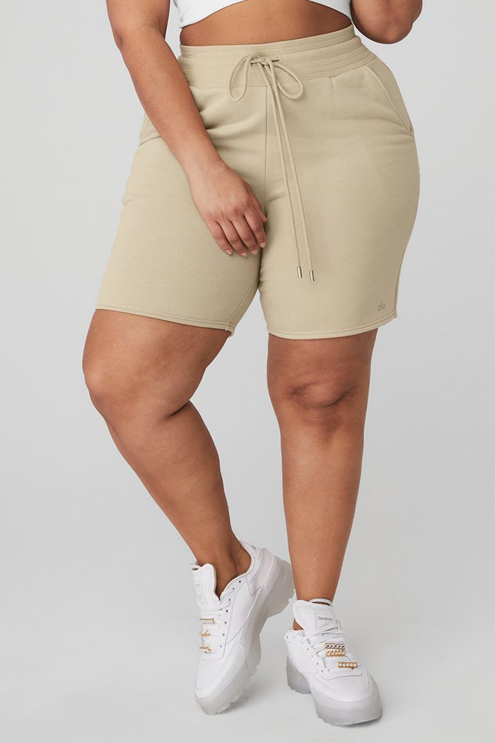 Short Alo Yoga High-Stanem Easy Sweat Damskie Brązowe | GVDHY9078