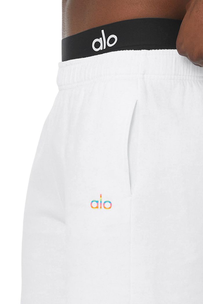 Short Alo Yoga Pride Accolade Sweat Męskie Białe | BKYRU5371