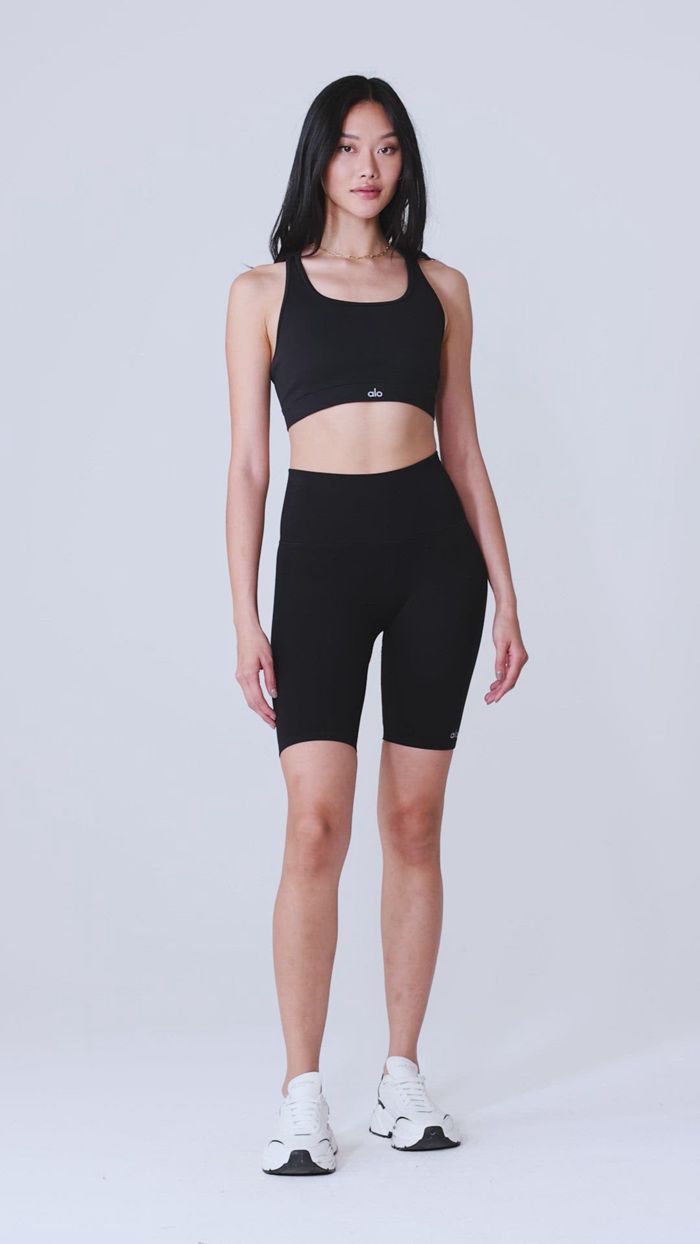 Short Alo Yoga Seamless High-Stanem Ribbed Motocyklowe Damskie Niebieskie | BDJHV1876