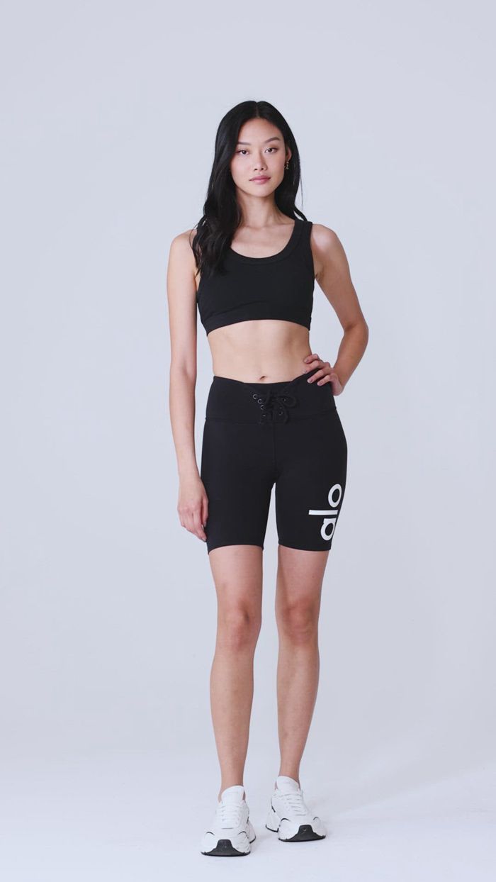 Short Alo Yoga Yogi Koronkowe Up Damskie Czarne | RMILD9472