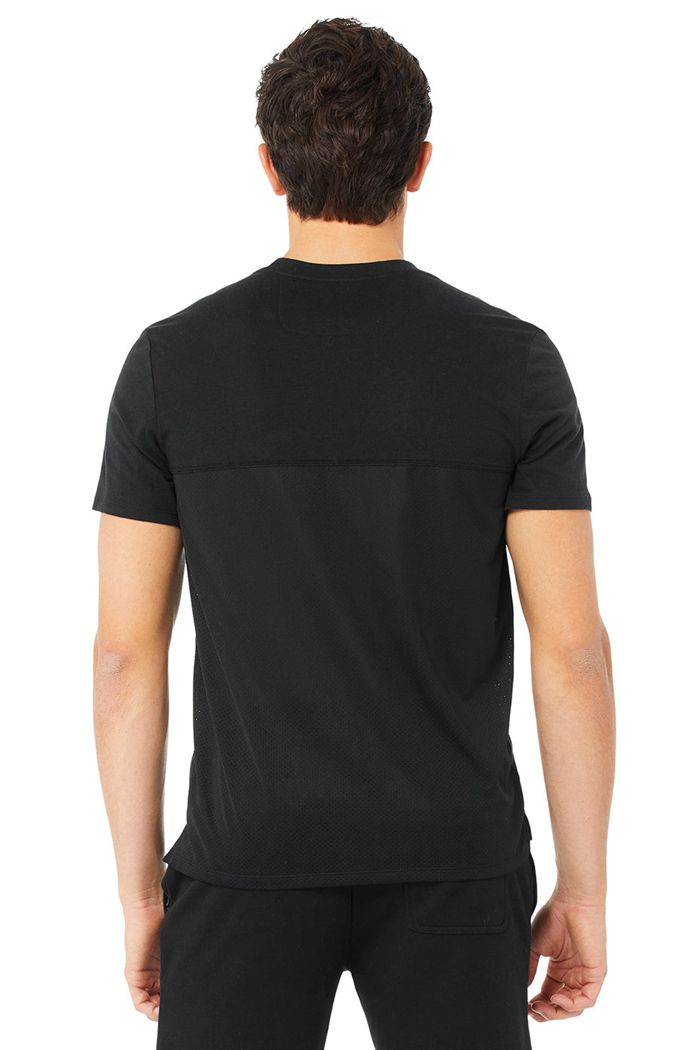 Short Sleeve Alo Yoga Airwave Tee Męskie Czarne | IPDFY3749